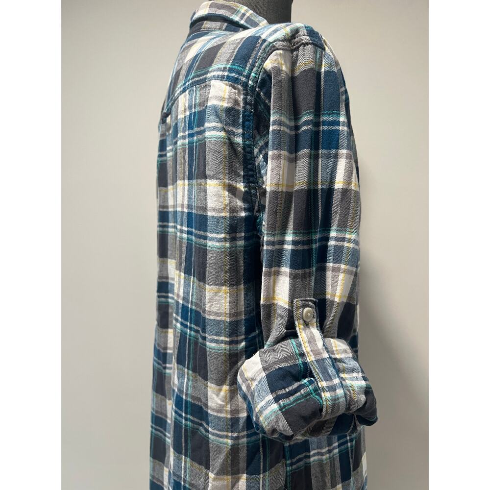 Urban Pipeline 100% Cotton Button Down Plaid Casual Shirt Blue Gray Large JL - Picture 7 of 12